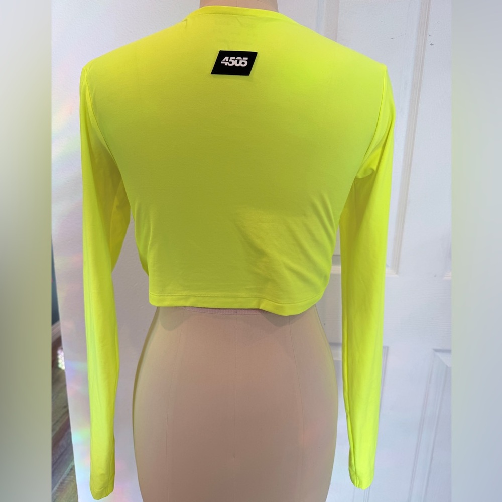 ASOS 4505 Neon Yellow Twist Front Crop Top - Picture 3 of 7